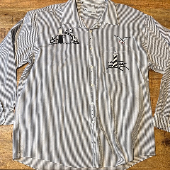 Mili Designs Shirt Womens 1X Button Tunic Lighthouse Seagulls Bling Vintage (16) - Picture 1 of 9